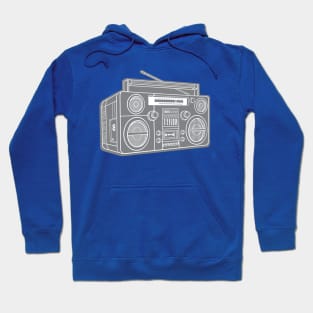 Boombox (White Lines + Gray Drop Shadow) Analog / Music Hoodie